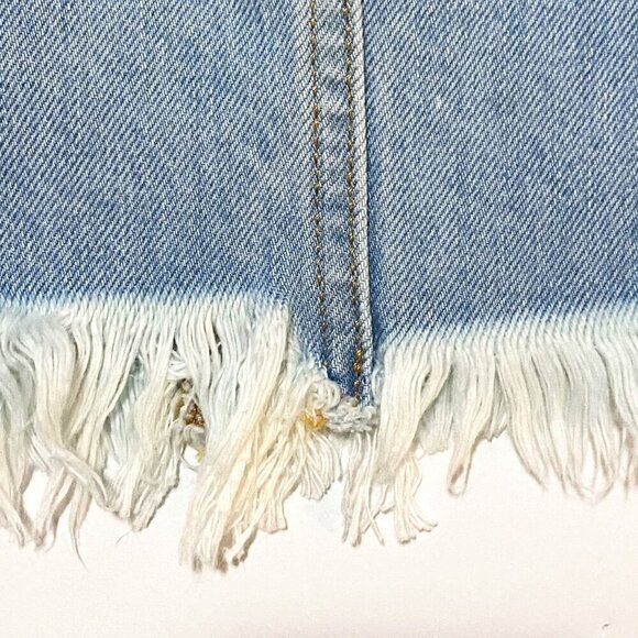7 For All Mankind Fringed Denim Mini Skirt, Size  32 (jean sizing), New with tag - Picture 13 of 16